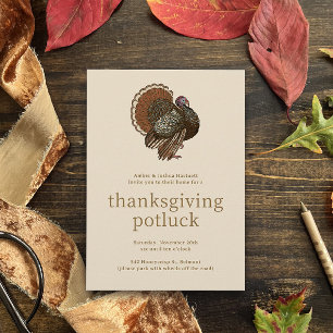 Turquie vintage Thanksgiving Potluck Invitation