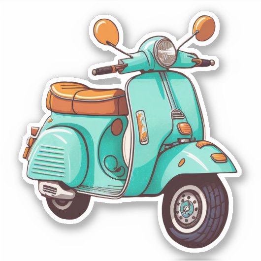 Turquiose Vespa Motor Scooter Sticker (Voorkant)