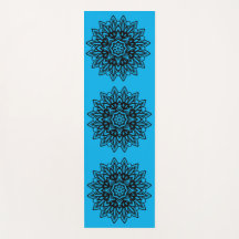 Turquise en zwarte mandala yoga mat