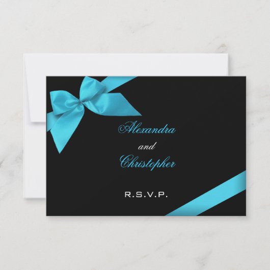 Turquise Ribbon Wedding RSVP (Devant)