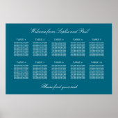 Turquoise 10 Table Wedding Seating Chart Poster (Voorkant)