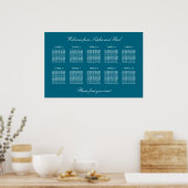 Turquoise 10 Table Wedding Seating Chart Poster (Keuken)