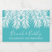 Turquoise 21st Birthday Mini Sparkling Wijnetiket (Enkel label)