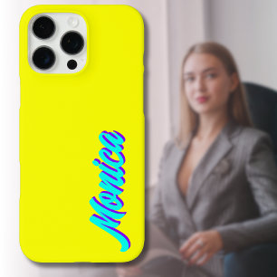 Turquoise 3D Indigo Moderne naam Grappige Neon L iPhone 16 Pro Max Hoesje