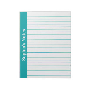 Turquoise 8.5x11 Letter Formaat Linker Verticale N Notitieblok
