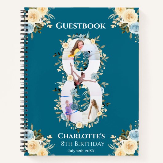 Turquoise 8e anniversaire Photo Fleur Jaune Livre  (Devant)