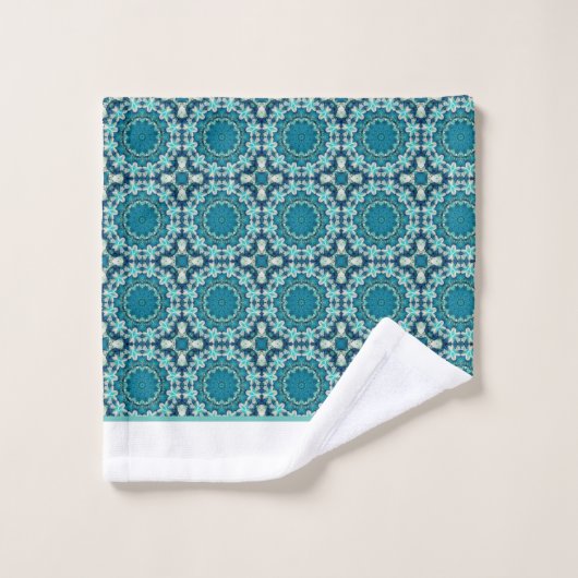 Turquoise à motif Turquoise (Gant de toilette)