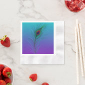 Turquoise aan Paarse Peacock Feather Servet (Insitu)