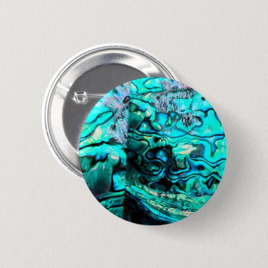 Turquoise abalone paua shell detail ronde button 5,7 cm (Voorkant /achterkant)