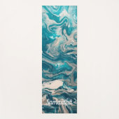 Turquoise Abstract Gepersonaliseerde Yogamat (Voorkant)