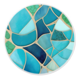 Turquoise Abstract Mozaïek Art Deco Lade Knob Keramische Knop