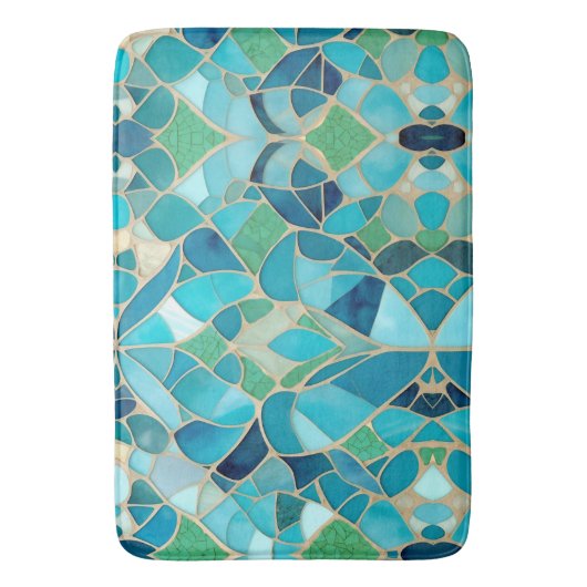 Turquoise Abstract Mozaïek Badmat (Voorkant Verticaal)