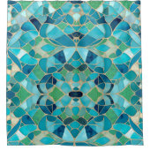Turquoise Abstract Mozaïek Douchegordijn (Voorkant)
