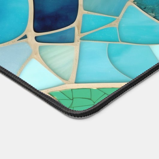 Turquoise Abstract Mozaïek met Art Deco stijl Bureaumat (Hoek)