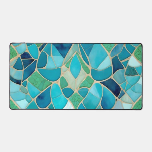 Turquoise Abstract Mozaïek met Art Deco stijl Bureaumat (Voorkant)