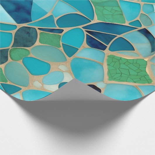 Turquoise Abstract Mozaïek met Art Deco stijl Cadeaupapier (Hoek)