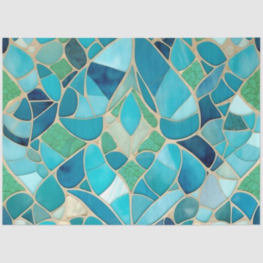 Turquoise Abstract Mozaïek met Art Deco stijl Tissuepapier (Voorkant)