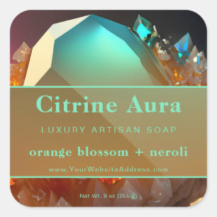 Turquoise Abstracte Citrine Crystal Product Label