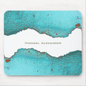 Turquoise Abstracte Kunst Custom Named Muismat (Voorkant)