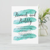 Turquoise Abstracte strepen | Brunch en bubbels Kaart (Staand voorkant)