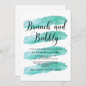 Turquoise Abstracte strepen | Brunch en bubbels Kaart (Voorkant / Achterkant)