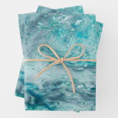 Turquoise Abstracte verfpijlkunst Inpakpapier Vel (In situ)