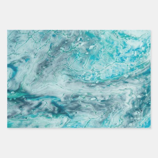 Turquoise Abstracte verfpijlkunst Inpakpapier Vel (Voorkant)