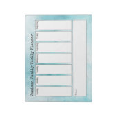 Turquoise Abstracte Waterverf Weekplanner Notitieblok (Gedraaid)