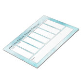 Turquoise Abstracte Waterverf Weekplanner Notitieblok (Schuin)