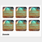 Turquoise Abstrait Citrine Imaginaire Étiquette pr (Feuille)