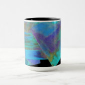 Turquoise abstrait Conception Monogramme Mug (Centre)