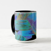 Turquoise abstrait Conception Monogramme Mug (Devant gauche)
