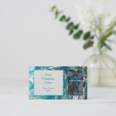 Turquoise Abstrait Photo Code QR Cartes de visite (Debout devant)