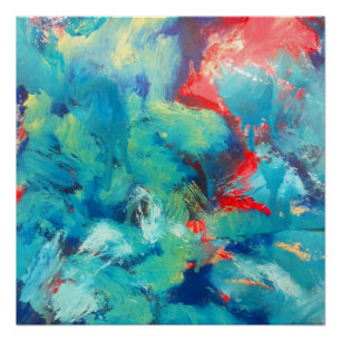 Turquoise Acrylschilder de Abstracte kunst Perfect Poster