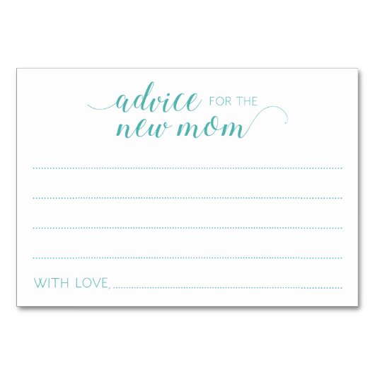 Turquoise Advice Kaarten New Mam Baby shower (Voorkant)