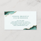 Turquoise Agaat Faux Gold Glitter Monogram Script Visitekaartje (Achterkant)