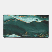 Turquoise Agaat Geode Monogram Faux Gold Script Bureaumat (Voorkant)