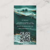 Turquoise Agaat Gold Glitter Script Monogram QR Visitekaartje (Achterkant)
