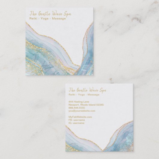 *~* Turquoise AGATE Carte de visite Parties scinti (Devant / Derrière)