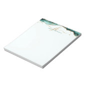 Turquoise Agate Geode Gold Glitter Script Monogram Notitieblok (Gedraaid)