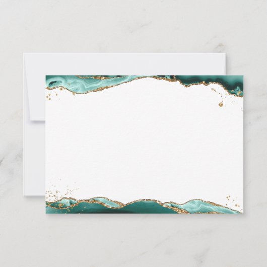 Turquoise Agate Geode Monogram Script Gold Glitter Notitiekaartje (Achterkant)