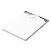 Turquoise Agate Geode Script Monogram Gold Glitter Notitieblok (Gedraaid)