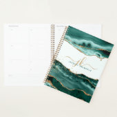 Turquoise Agate Gold Glitter Script Monogram Planner (Display)