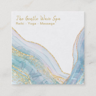 *~* Turquoise AGATE Gold Glitter Visitekaartje