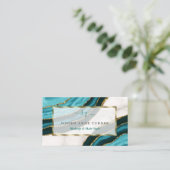 Turquoise Agate Initialen Calligraphy Logo Brandin Visitekaartje (Staand voorkant)