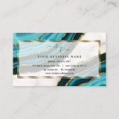 Turquoise Agate Initialen Calligraphy Logo Brandin Visitekaartje (Achterkant)