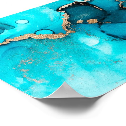 Turquoise Alcohol Ink Abstract Poster (Hoek)