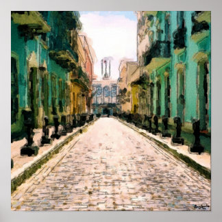 Turquoise Alley - Waterverf Sketch Ondertekend Poster