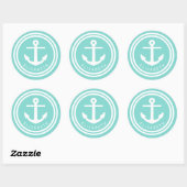 Turquoise Anchor Monogram Envelope zegels voor tag (Vel)