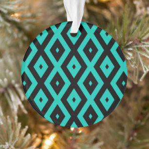 Turquoise and black diamond pattern